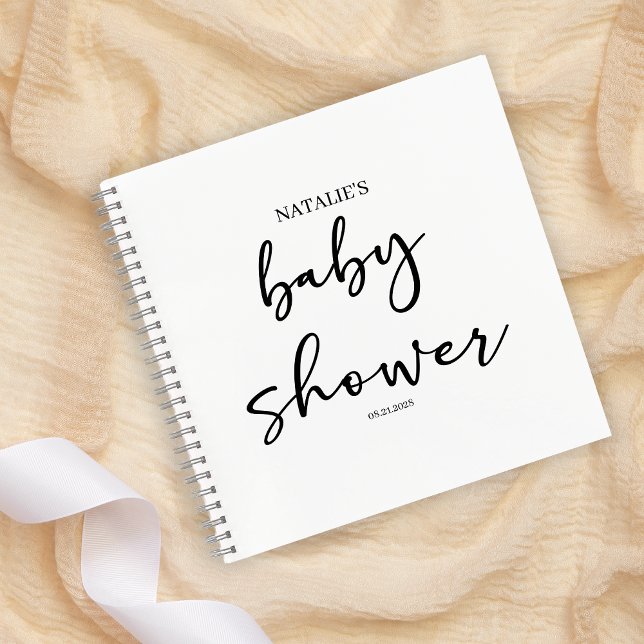 Black Modern Simple Script Baby Shower Notizbuch (Von Creator hochgeladen)
