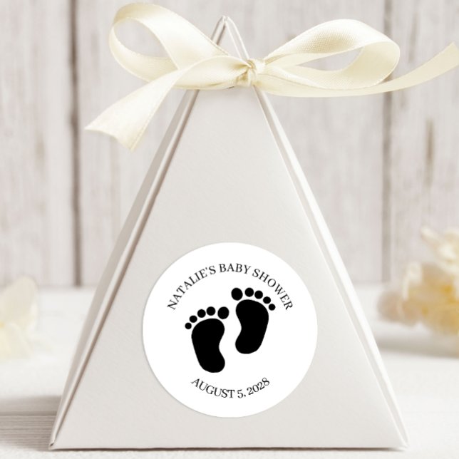Black Modern Simple Script Baby Shower Runder Aufkleber (Von Creator hochgeladen)