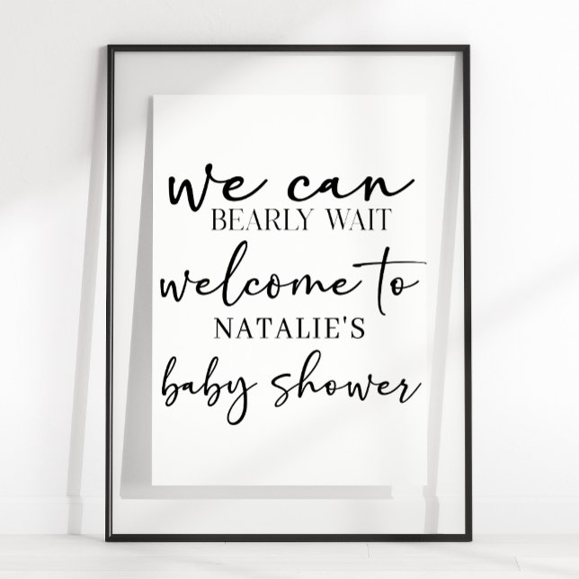 Black Modern Simple Script Baby Shower Sign Poster (Von Creator hochgeladen)