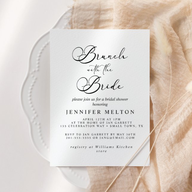 Black Modern Simple Script Bridal Brunch Einladung (Von Creator hochgeladen)