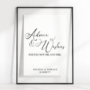 Black Modern Simple Script Wedding Advice & Wishin Poster