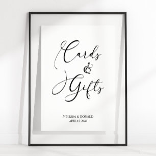 Black Modern Simple Script Wedding Card & Gifts Poster
