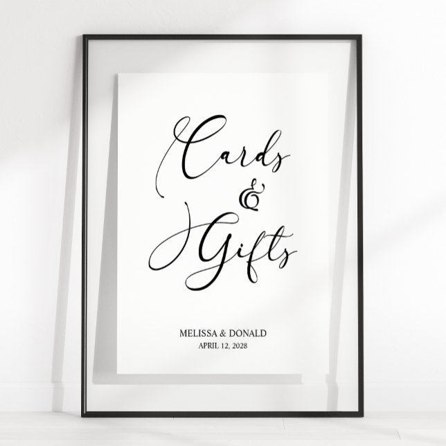 Black Modern Simple Script Wedding Card & Gifts Poster (Von Creator hochgeladen)