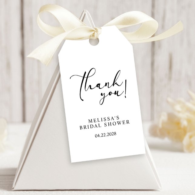 Black Modern Simple Script Wedding Geschenkanhänger (Von Creator hochgeladen)