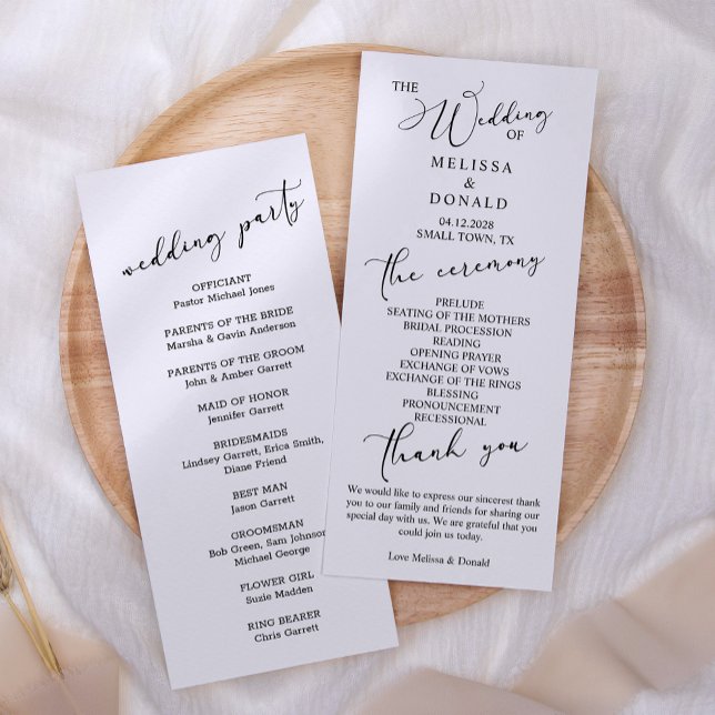 Black Modern Simple Script Wedding Program Programm (Von Creator hochgeladen)