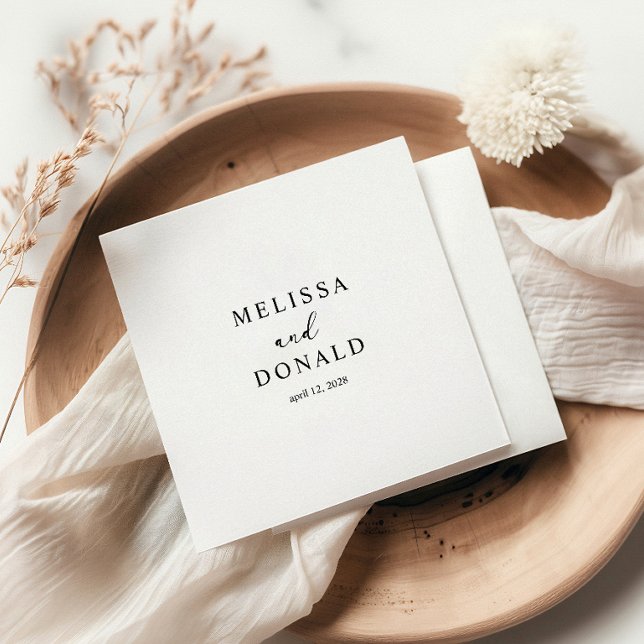 Black Modern Simple Script Wedding Serviette (Von Creator hochgeladen)