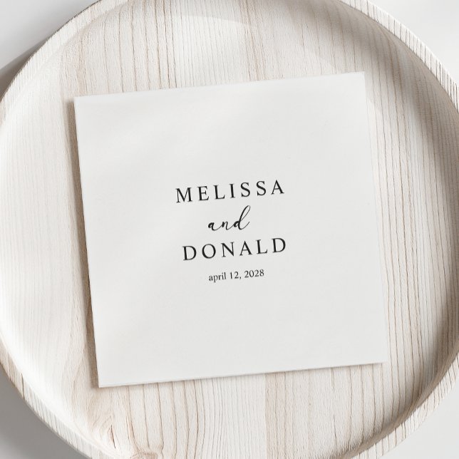 Black Modern Simple Script Wedding Serviette (Von Creator hochgeladen)