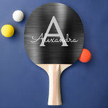 Black Modern Sports Metallic Foil Monogram<br><div class="desc">Schwarze Imitate Metallic Foil Elegante Monogram Ping Pong Paddle. Dieses mit Monogramm Ping Pong Paddle kann individuell auf Ihren Vor- und Erstnamen abgestimmt werden und macht einen großartigen,  geistreichen 16 Geburtstag-,  Hochzeitsempfang oder Junggeselinnen-Abschied Geschenk.</div>