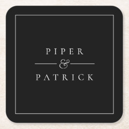 Black Modern Wedding Couple Names Rechteckiger Pappuntersetzer