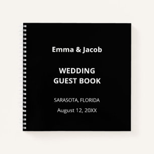 Black Modern Wedding Guest Book Notizbuch