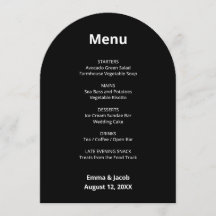 Black Modern Wedding Menu Card
