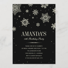 Black Modern Winter Wonderland Birthday Einladung