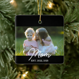 Black Mom Established Script Photo Keramikornament