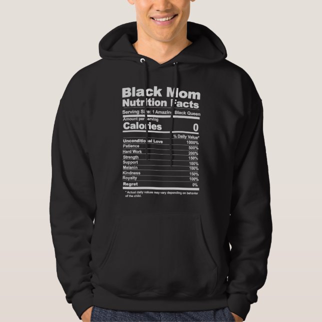 Black Mom Nutrition Facts Hoodie (Vorderseite)