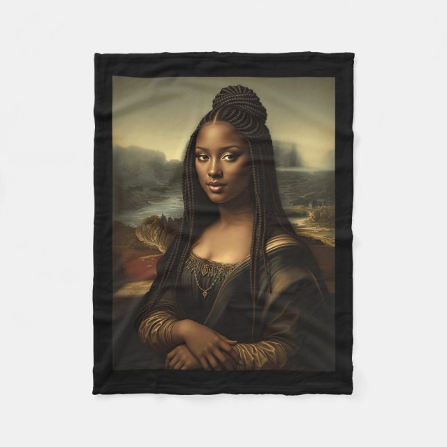 Black Mona Lisa African American Black History Mon Fleecedecke (Vorderseite)