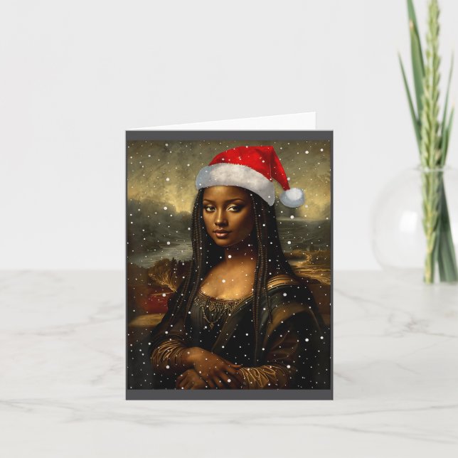 Black Mona Lisa African American Christmas Santa H Karte (Vorderseite)