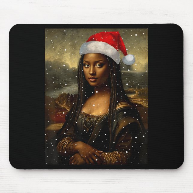 Black Mona Lisa African American Christmas Santa H Mousepad (Vorne)