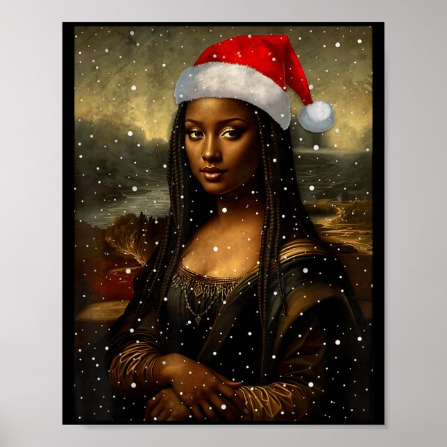 Black Mona Lisa African American Christmas Santa H Poster (Vorne)
