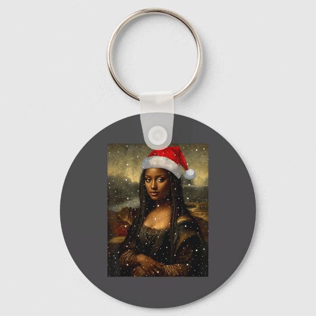 Black Mona Lisa African American Christmas Santa H Schlüsselanhänger (Vorderseite)