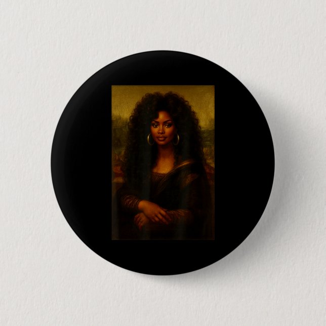 Black Mona Lisa Afro African American Melanin Blac Button (Vorderseite)
