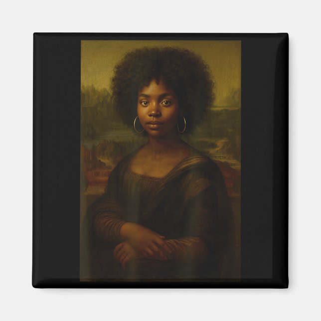Black Mona Lisa Afro African American Melanin Blac Magnet (Vorne)