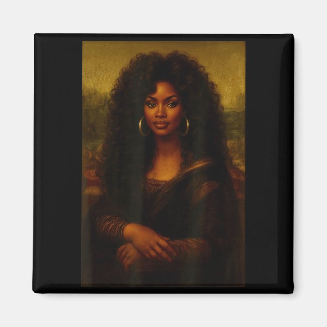 Black Mona Lisa Afro African American Melanin Blac Magnet (Vorne)