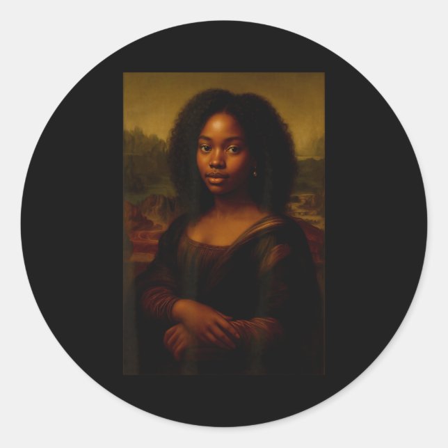 Black Mona Lisa Afro African Melanin Black History Runder Aufkleber (Vorderseite)
