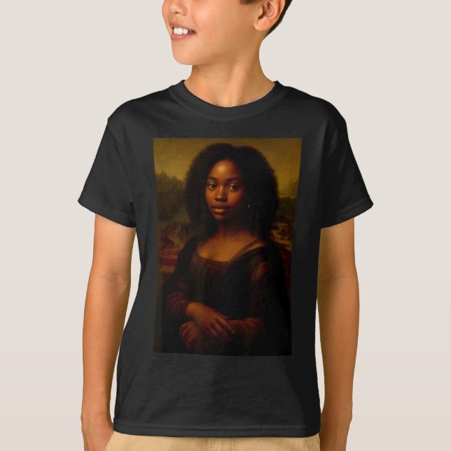 Black Mona Lisa Afro African Melanin Black History T-Shirt (Vorderseite)
