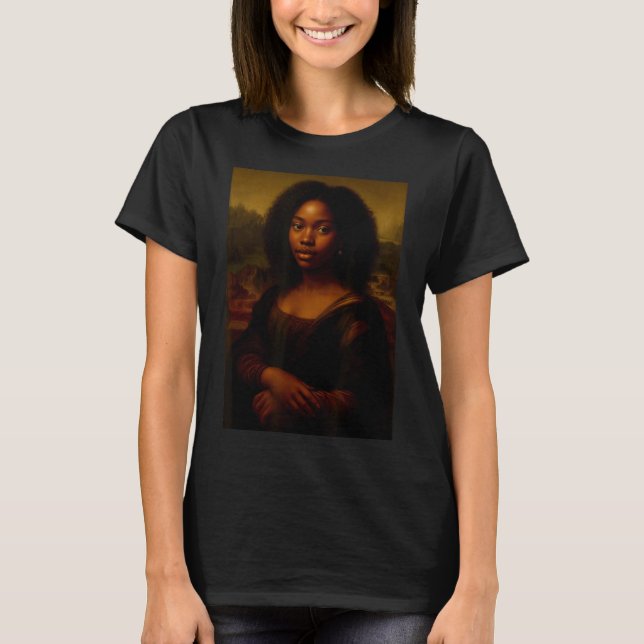 Black Mona Lisa Afro African Melanin Black History T-Shirt (Vorderseite)