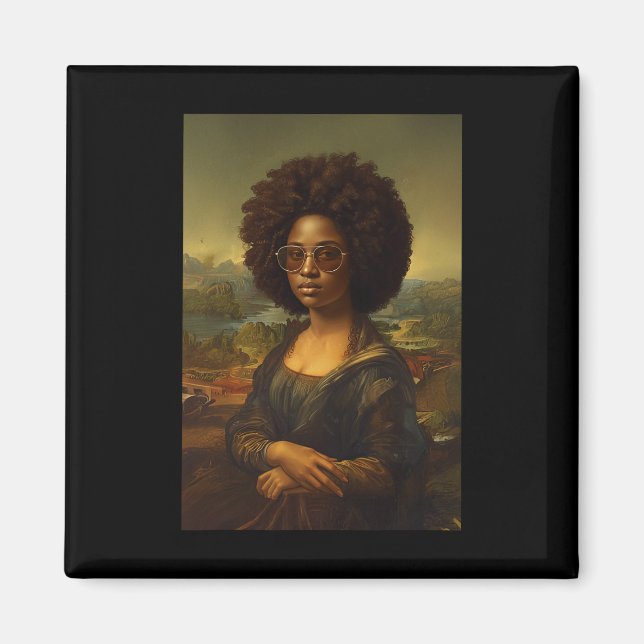 Black Mona Lisa Afro American Black History Magnet (Vorne)