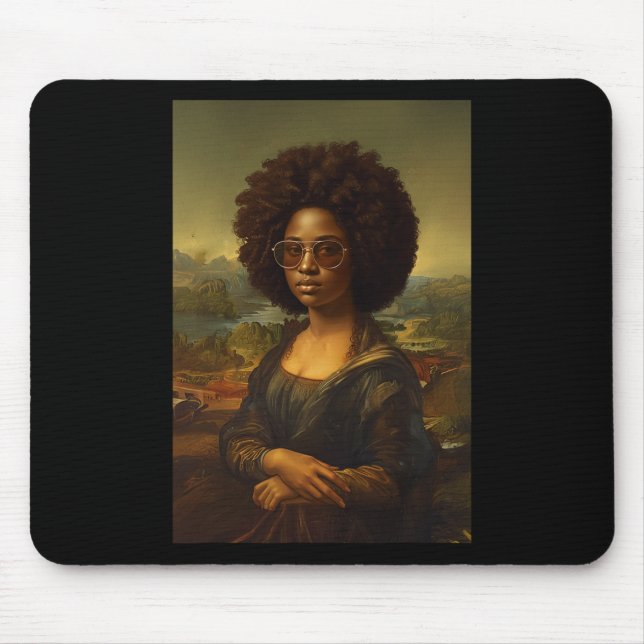 Black Mona Lisa Afro American Black History Mousepad (Vorne)