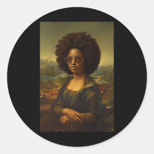 Black Mona Lisa Afro American Black History Runder Aufkleber