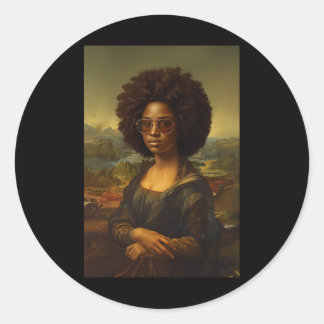 Black Mona Lisa Afro American Black History Runder Aufkleber