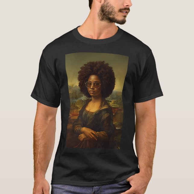 Black Mona Lisa Afro American Black History T-Shirt (Vorderseite)