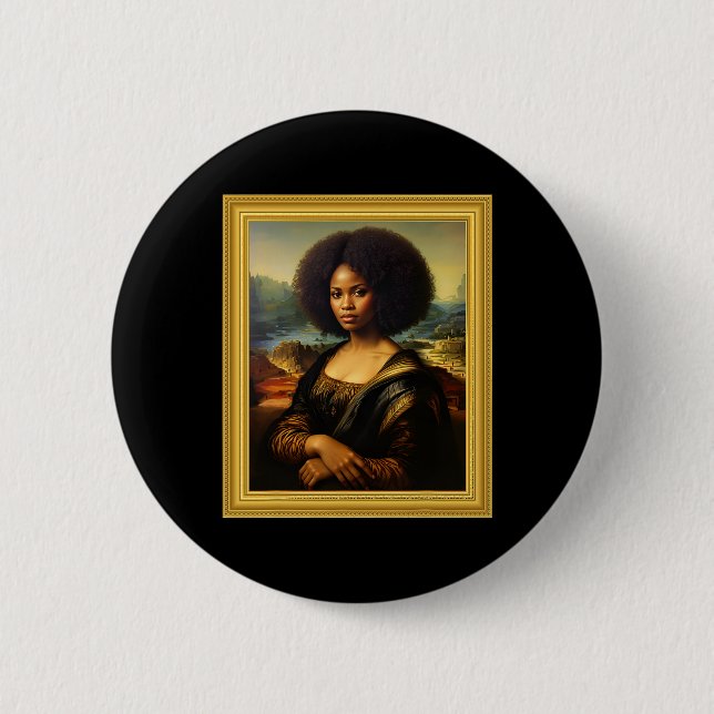 Black Mona Lisa Afro Königin Afrikanische Frau Bla Button (Vorderseite)