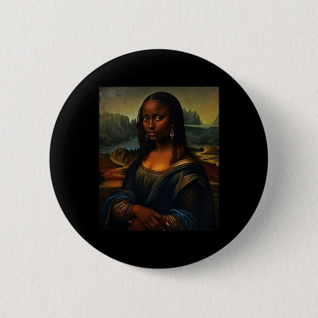Black Mona Lisa Black History Month Frauen Afro Qu Button (Vorderseite)