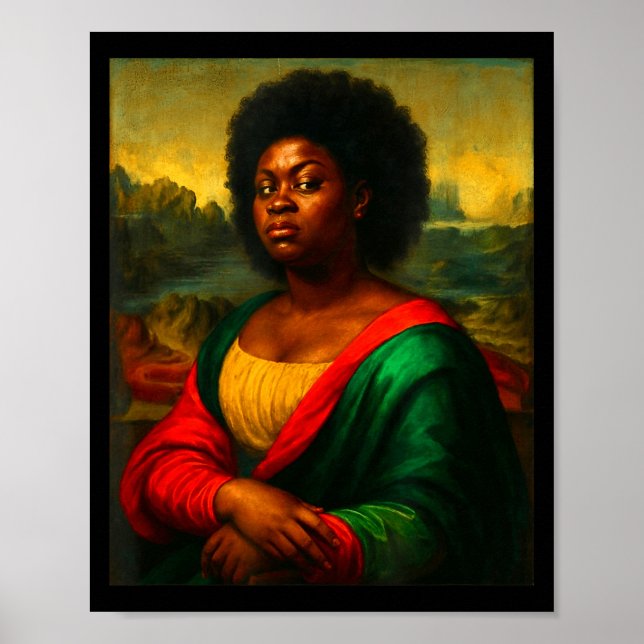 Black Mona Lisa Side Eye Afro Woman Black History  Poster (Vorne)