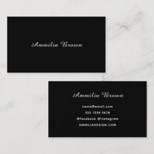 Black Monogram Business Card   Elegantes Skript Visitenkarte