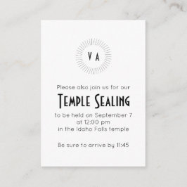 Black Monogram Circle Temple Sealing Invitation Begleitkarte