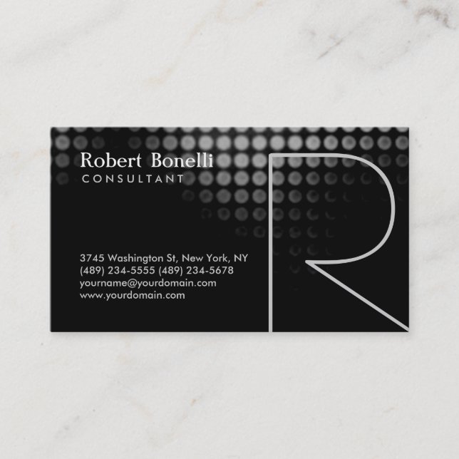 Black Monogram Consultant Business Card Visitenkarte (Vorderseite)