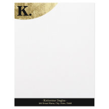 Black Monogram Initial on Gold Foil Luxury