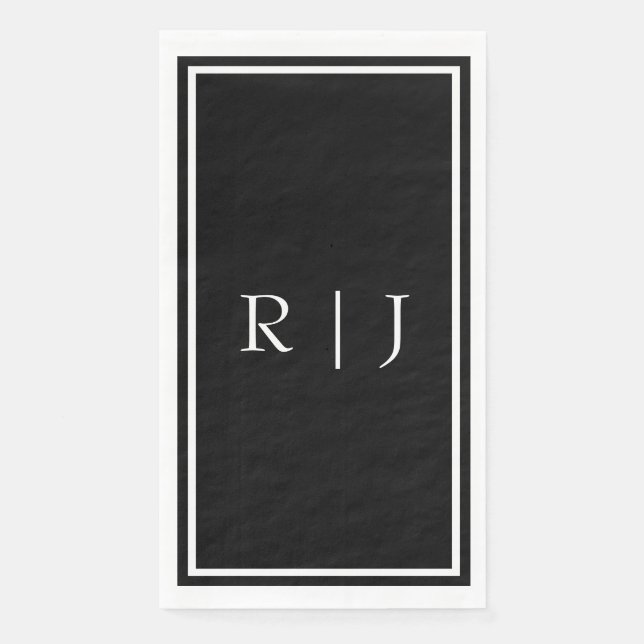 Black Monogram Initials White Simple Wedding Serviette (Vorderseite)