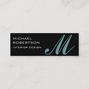 Black Monogram Interior Designer Business Card Mini Visitenkarte