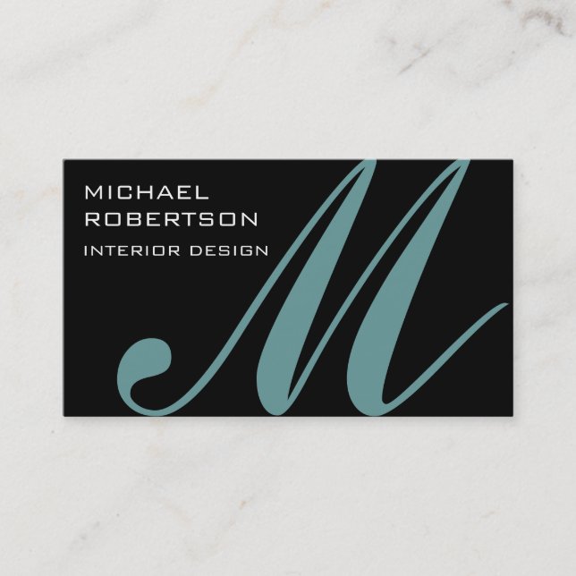 Black Monogram Interior Designer Business Card Visitenkarte (Vorderseite)