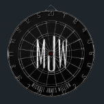 Black Monogram Modern Classic Dartscheibe<br><div class="desc">Moderne, schlichte Monogram Initialen individuelle Name Schwarz-Weiß Dart Board. Perfektes Geschenk oder Zubehör für jede Gelegenheit.</div>