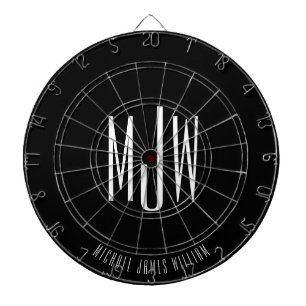 Black Monogram Modern Classic Dartscheibe