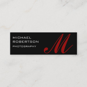 Black Monogram Schlicht Fotograf Business Card Mini Visitenkarte