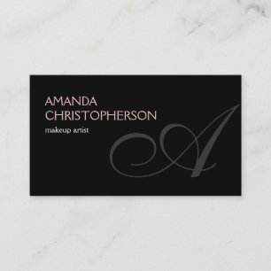 Black Monogram Script Makeust Artist Business Card Visitenkarte