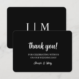 Black Monogram Wedding Dankeschön Karten