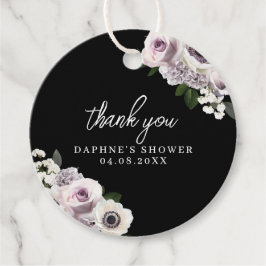 Black Moody Anemone und Lila Brautparty Geschenkanhänger